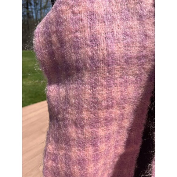 Vintage 1960’s Pink Purple Scarf Plaid Fall Winter Wool Woman's Scarf 33 1/2 x 8 - Picture 8 of 10